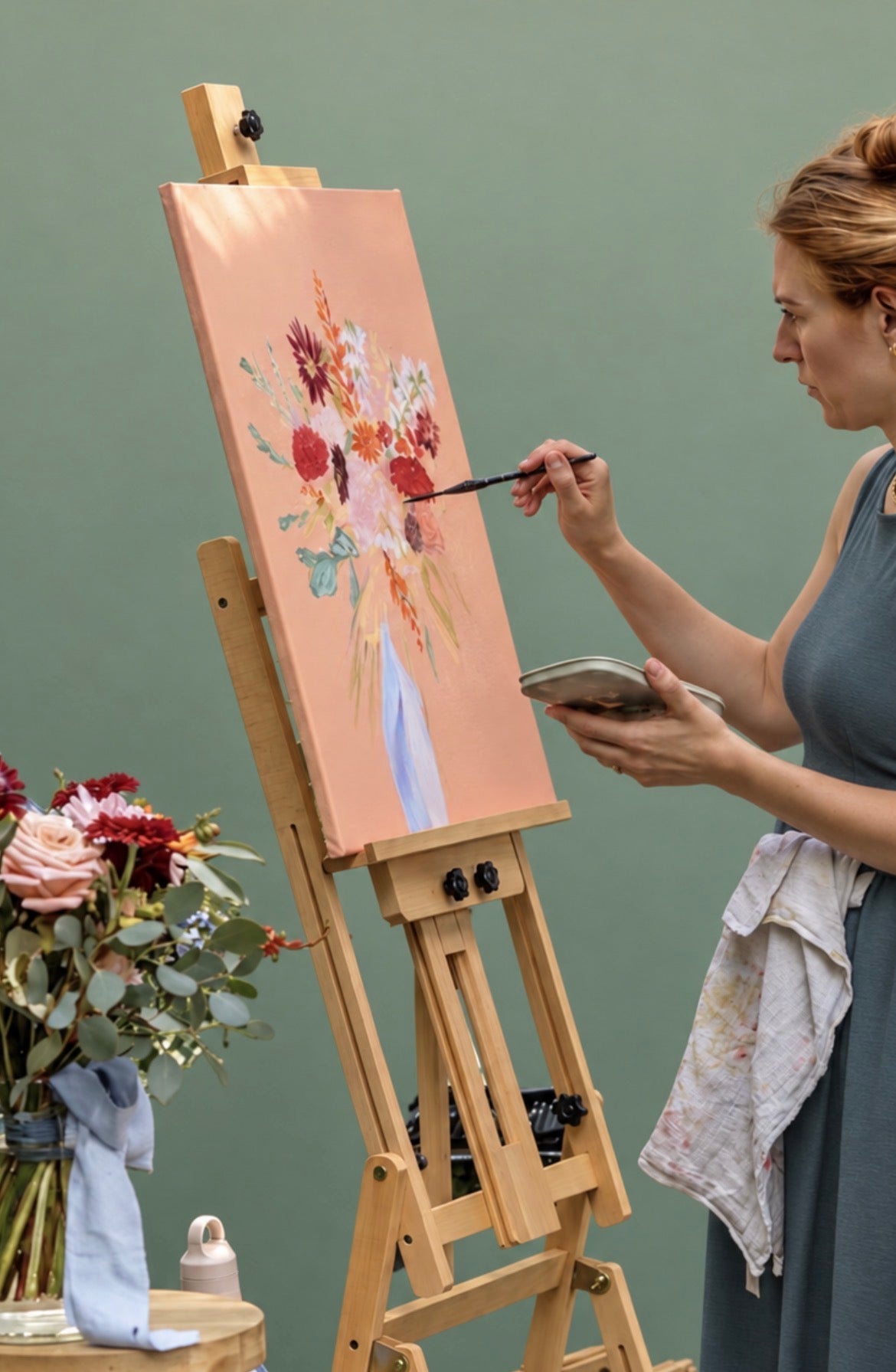 Live wedding bouquet painting
