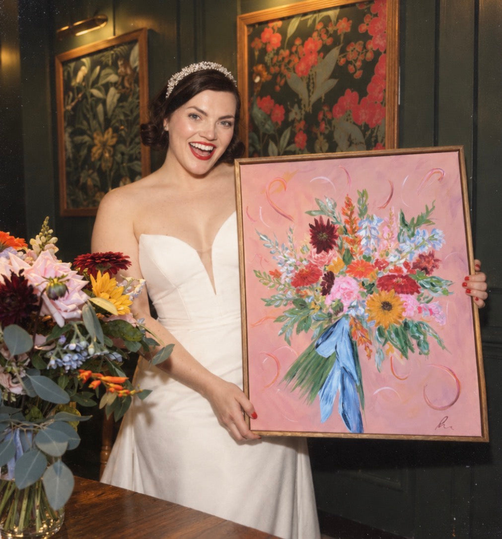 Live wedding bouquet painting