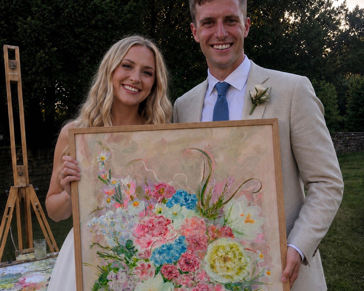 Live wedding bouquet painting