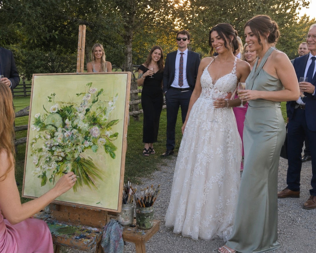 Live wedding bouquet painting