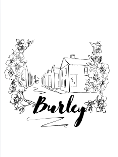 Burley street line drawing with flowers by Ella Cairns